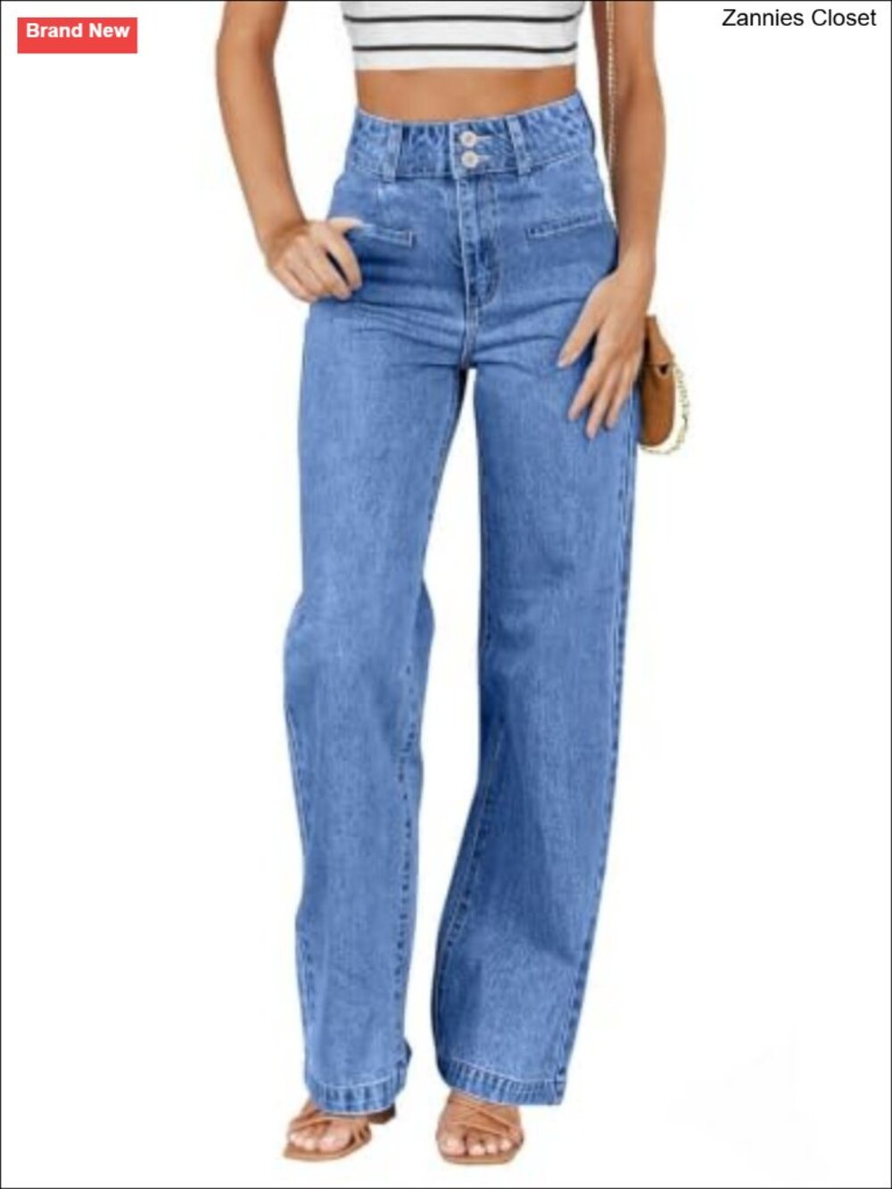 High Waisted Straight Leg Jeans Stretch Tummy Control Denim Pants